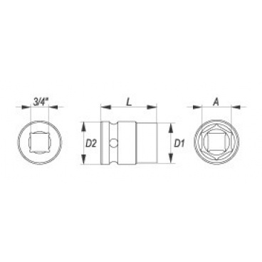 Aufsatz 3/4" Schlagsechskant 27 mm CrMo